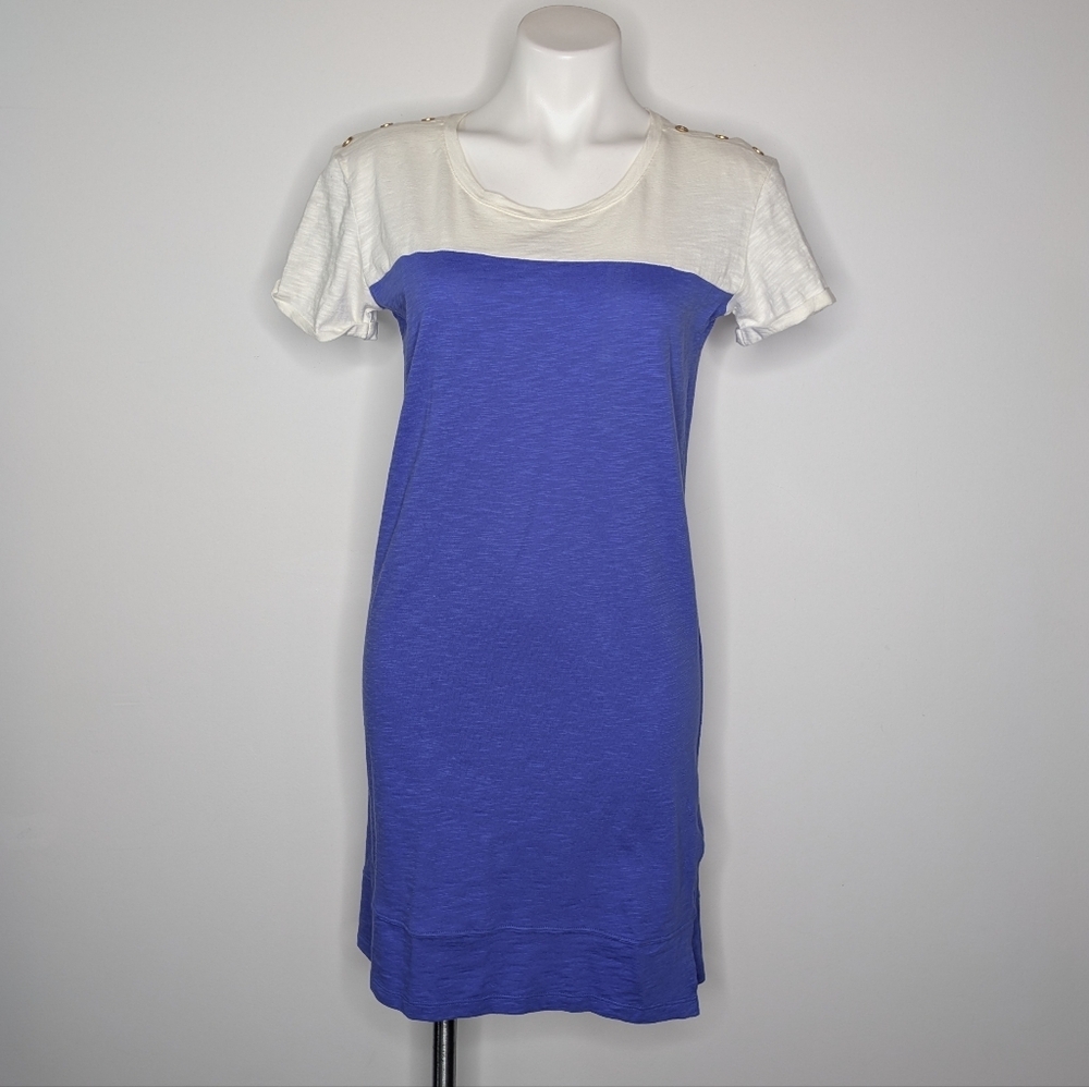 NWT Nicole Miller Blue White Cotton T-shirt Dress M